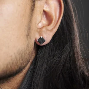 à prix imbattables Lucleon Boucle D’oreille Carrée – Pierre De Zircone Noire De 8mm 12