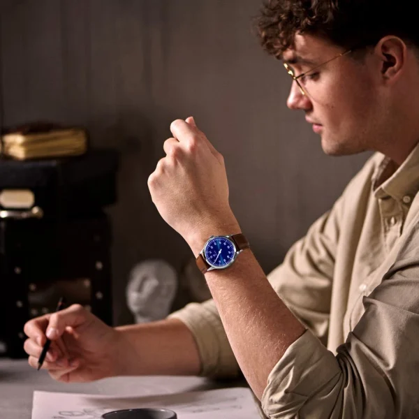 Fawler Paz | Montre Habillée Bleue à Une Seule Aiguille En Acier Inoxydable magasin en ligne 4