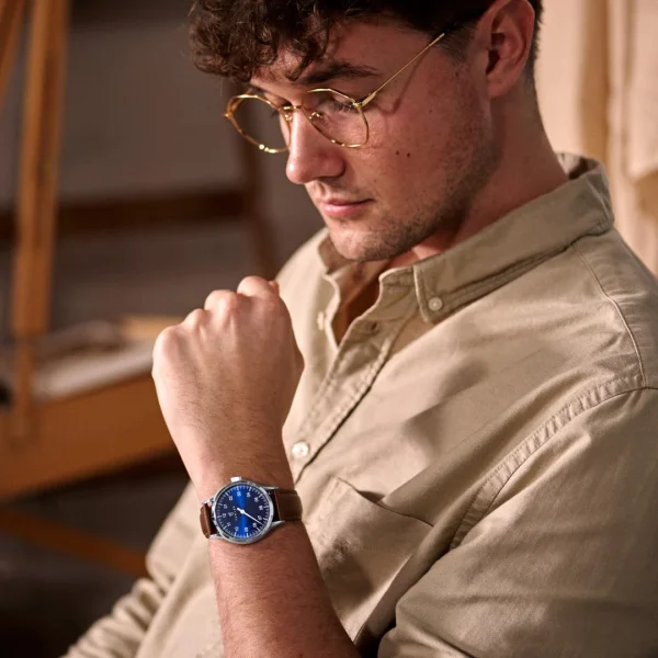 Fawler Paz | Montre Habillée Bleue à Une Seule Aiguille En Acier Inoxydable magasin en ligne 3