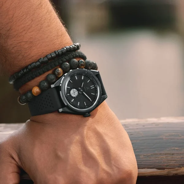Arkai Mond | Montre Meteorite En Acier Inoxydable Noir marque pas cher 4