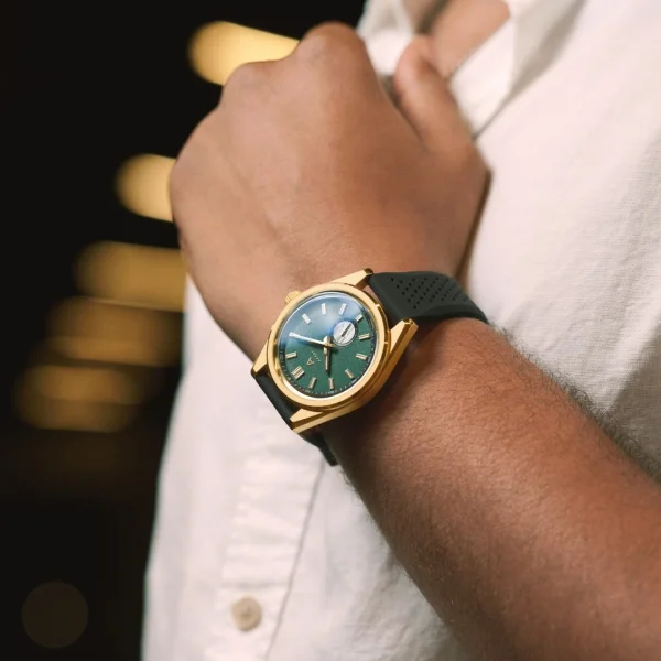 REMISE allant jusqu. Arkai Mond | Montre Meteorite En Acier Inoxydable Couleur Vert Et Or 5