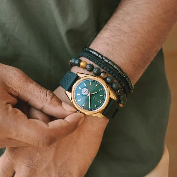 REMISE allant jusqu. Arkai Mond | Montre Meteorite En Acier Inoxydable Couleur Vert Et Or 6