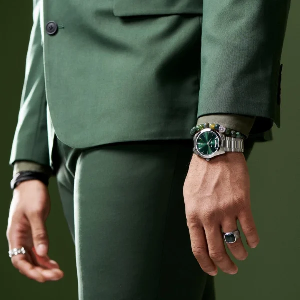 Fawler Eric | Montre En Acier Inoxydable Vert Et Argent Avec Affichage Du Jour Et De La Date site officiel 4