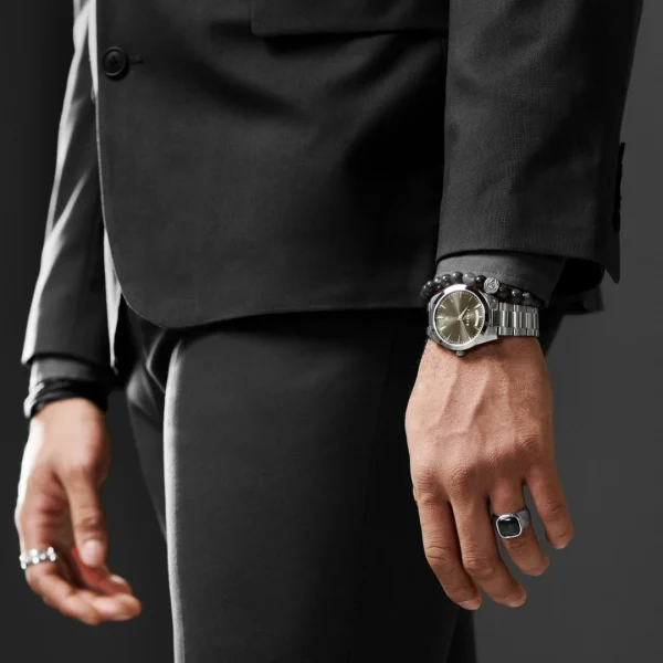 Fawler Eric | Montre En Acier Inoxydable Brun Et Argent Avec Affichage Du Jour Et De La Date outlet soldes 4