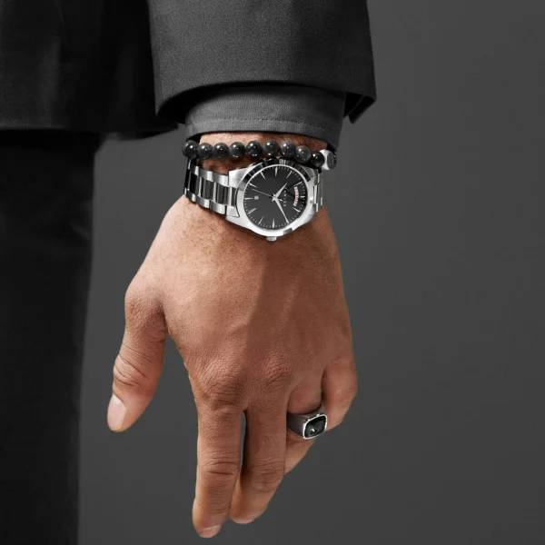 Fawler Eric | Montre En Acier Inoxydable Noir Et Argent Avec Affichage Du Jour Et De La Date destockage 3