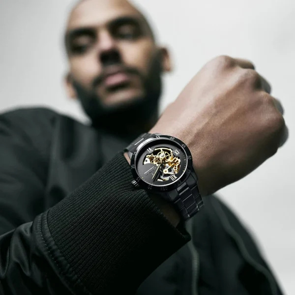 Seizmont Dante II | Montre Squelette Noire à Mouvement Couleur Or marque pas cher en ligne 5