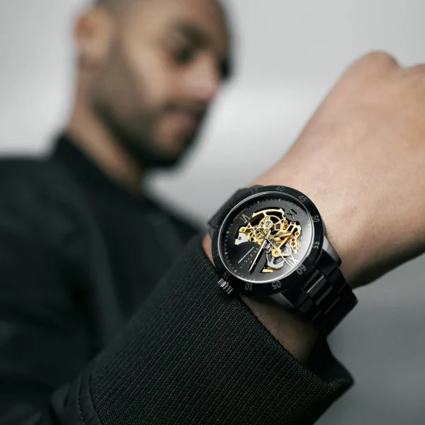 Seizmont Dante II | Montre Squelette Noire à Mouvement Couleur Or marque pas cher en ligne 4