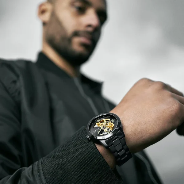 Seizmont Dante II | Montre Squelette Noire à Mouvement Couleur Or marque pas cher en ligne 6