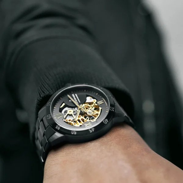 Seizmont Dante II | Montre Squelette Noire à Mouvement Couleur Or marque pas cher en ligne 3