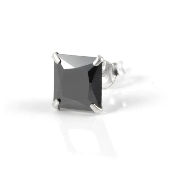 à prix imbattables Lucleon Boucle D’oreille Carrée – Pierre De Zircone Noire De 8mm 1