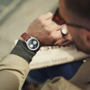 l'unique style Fawler Cicero | Montre Chronographe Vintage Bleue 10