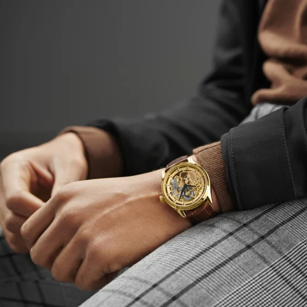 meilleur cadeau Seizmont Montre Squelette Automatique Steele Motus 4