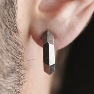 Moody Mason Boucle D’oreille Jax Crochet En Acier Gris Foncé Protections acheteurs 18
