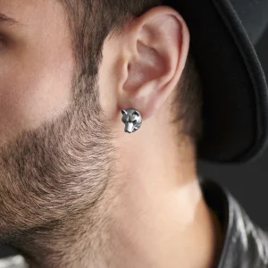 excellents soldes Moody Mason Boucle D’oreille Jax – Loup En Acier 12