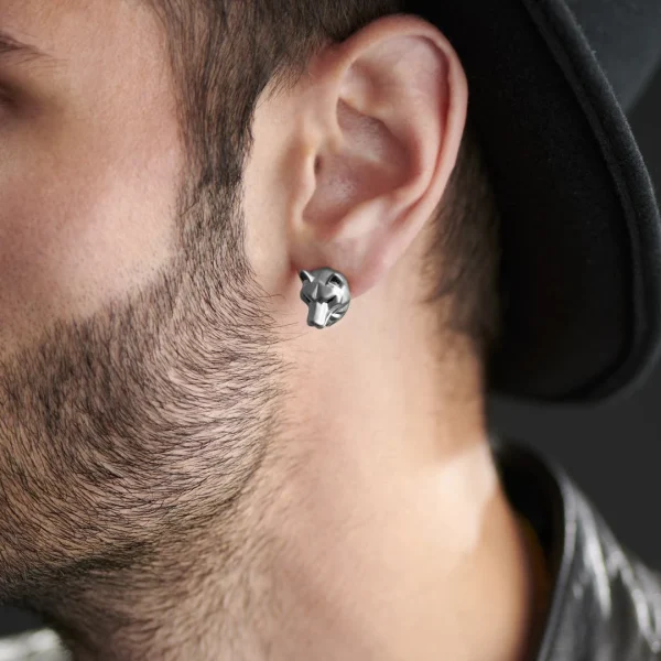 excellents soldes Moody Mason Boucle D’oreille Jax – Loup En Acier 4