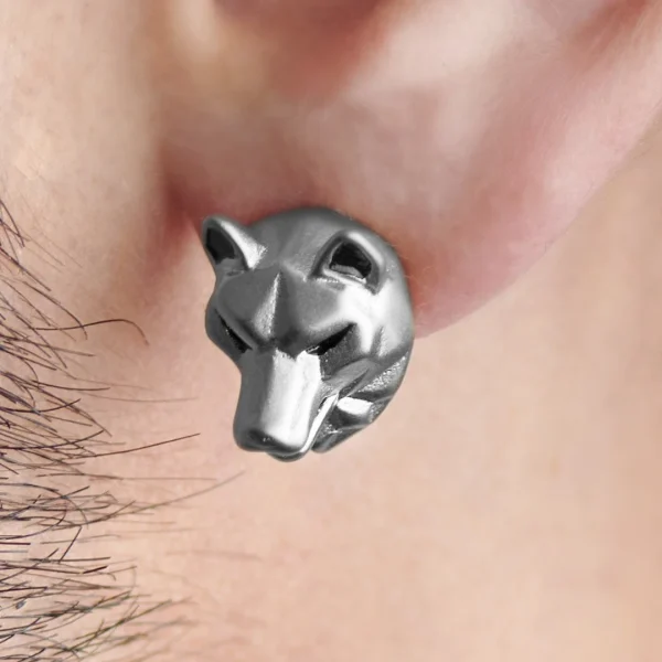 excellents soldes Moody Mason Boucle D’oreille Jax – Loup En Acier 7