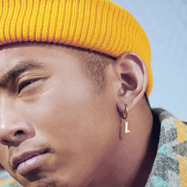Les achats en ligne Otsu Fahrenheit | Boucle D’oreille Avec L’initiale L En Acier Doré 3