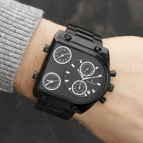 magasin en ligne france Seizmont Montre Noire Provectus 4