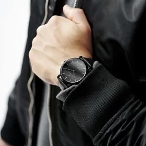 Seizmont Montre Minimaliste Aether Iusef Noire Et Bleue magasin solde 10