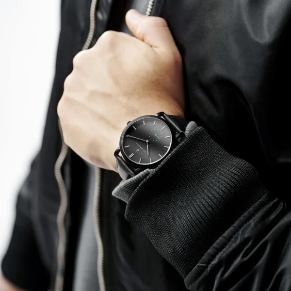 Seizmont Montre Minimaliste Aether Iusef Noire Et Bleue magasin solde 3