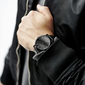 vente luxe pas cher Seizmont Montre Minimaliste Aether Ivano Noire Et Jaune 10
