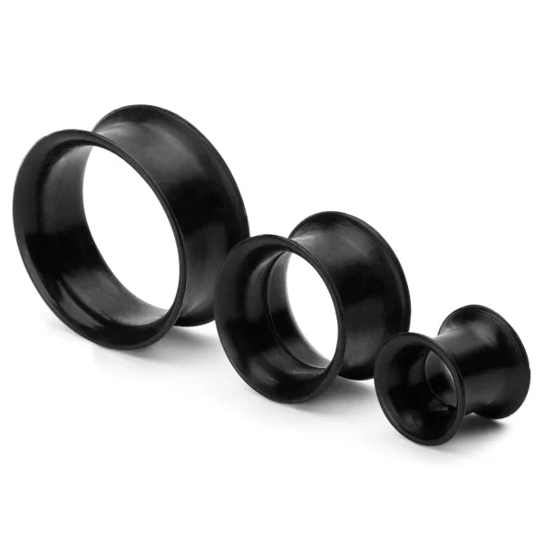 Fort Tempus Tunnel écarteur En Silicone Noir Promotio de vente 1