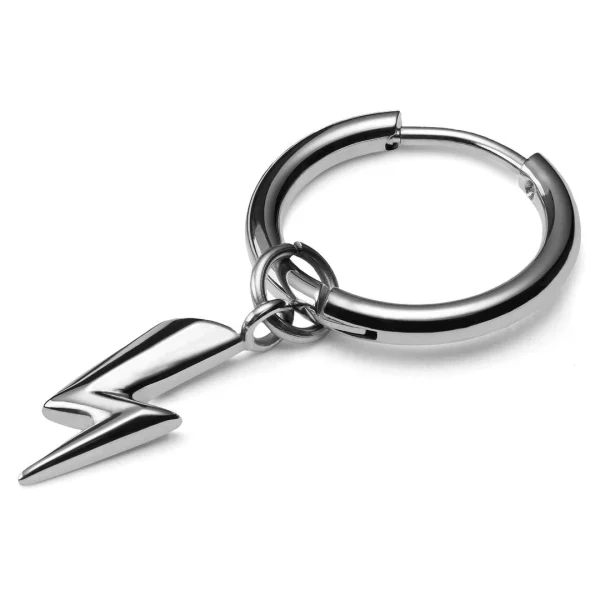 Lucleon Boucle D’oreille En Acier Argenté Avec Pendentif éclair à prix réduits 1