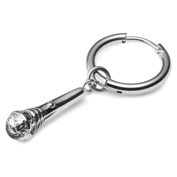 Lucleon Boucle D’oreille En Acier Argenté Avec Pendentif Microphone prix pas cher 1