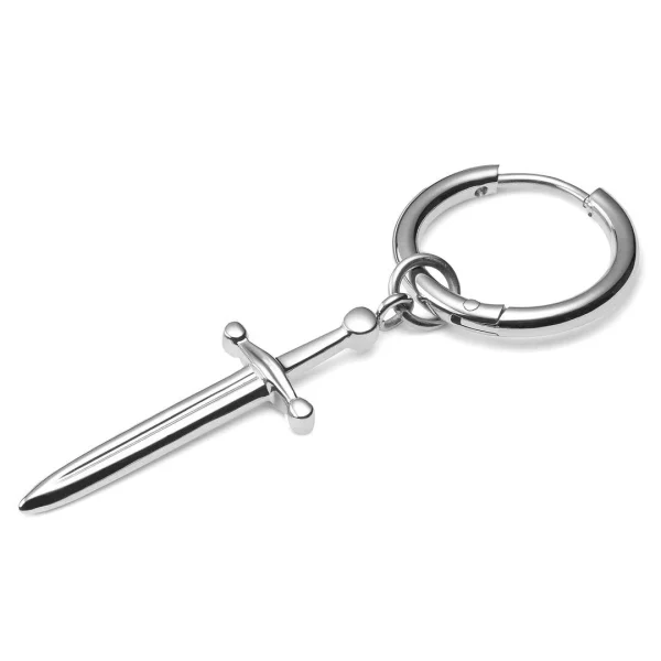 en promotion Lucleon Boucle D’oreille En Titane Argenté Avec Pendentif épée 1