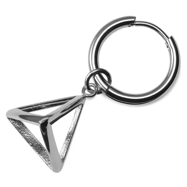 Meilleur Service Lucleon Boucle D’oreille En Acier Argenté Avec Pendentif Triangle 1