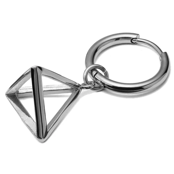 Meilleur Service Lucleon Boucle D’oreille En Acier Argenté Avec Pendentif Triangle 3