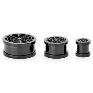Nouvelle tendance Fort Tempus Tunnel écarteur En Acier Noir à Motif De Toile D’araignée 7