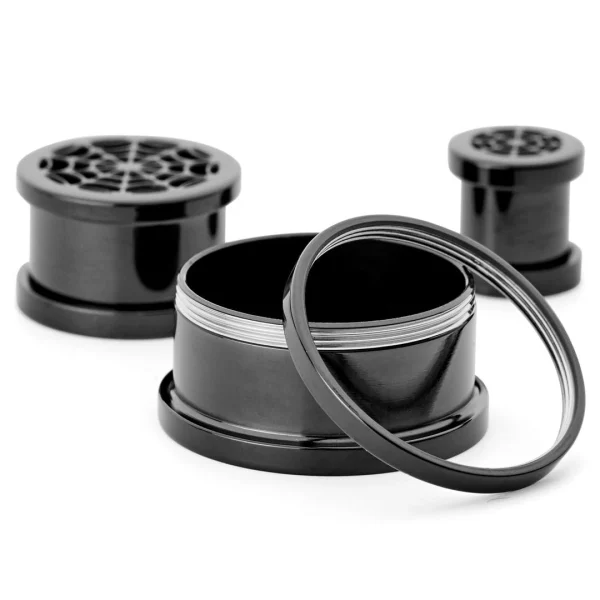 Nouvelle tendance Fort Tempus Tunnel écarteur En Acier Noir à Motif De Toile D’araignée 4