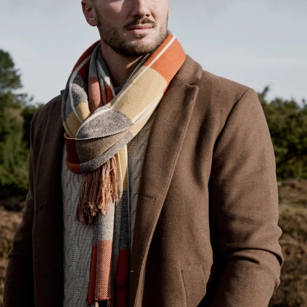 SOLDES TOUT À Sidegren Hiems | Écharpe à Carreaux Brune Et Bordeaux 4