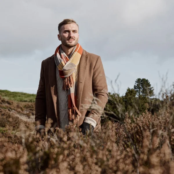 SOLDES TOUT À Sidegren Hiems | Écharpe à Carreaux Brune Et Bordeaux 5