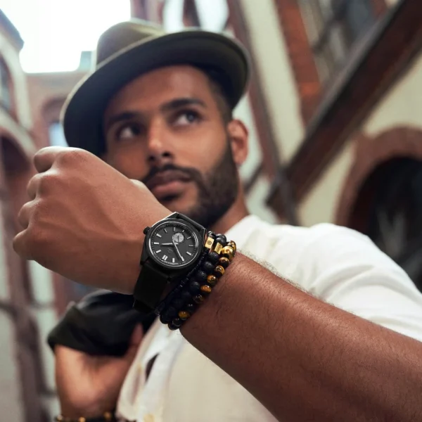 Arkai Mond | Montre Meteorite En Acier Inoxydable Noir marque pas cher 6