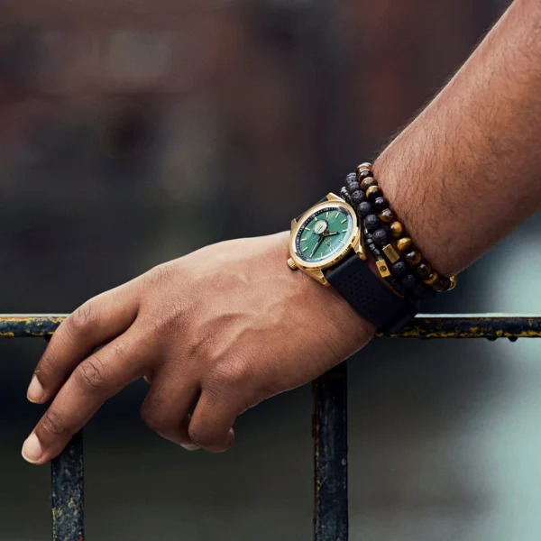 REMISE allant jusqu. Arkai Mond | Montre Meteorite En Acier Inoxydable Couleur Vert Et Or 4