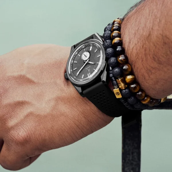 Arkai Mond | Montre Meteorite En Acier Inoxydable Noir marque pas cher 3
