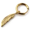 soldes officiel Lucleon Boucle D’oreille En Titane Doré Avec Pendentif Plume 22